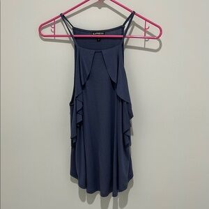 Express Women's Blue Ruffle Top